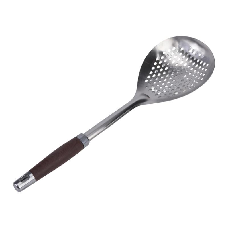 201 Stainless Steel Strainer Spoon With Wood Handle For Frying And Broth Straining Efficient Oil And Soup Separation Tool