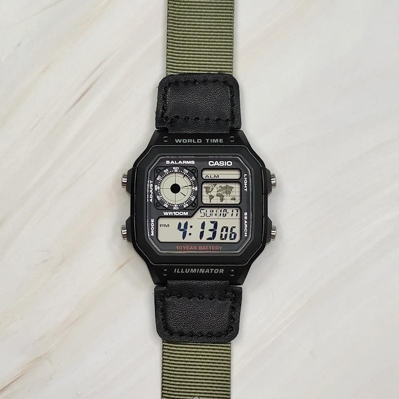 Casio Унисекс ПОДРОСТКОВЫЕ Черные Часы AE-1200WH-1A(Watch3--)