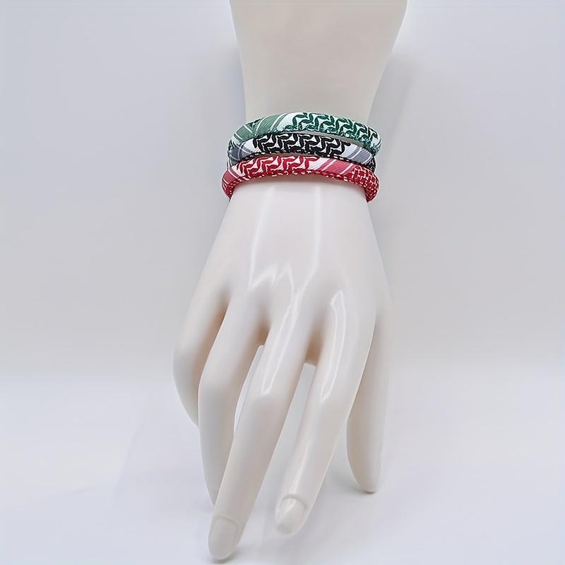 Fashion Crossover Printed Fabric Bracelet Ethnic Style Hand-woven Bracelet Set Simple Hemp Bracelet for Both Men and Women
