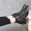 Pointed Thick Heel Mesh Shoes Women's Spring and Summer New Laces Two High Fashion Shoes Hollow Roman Shoes