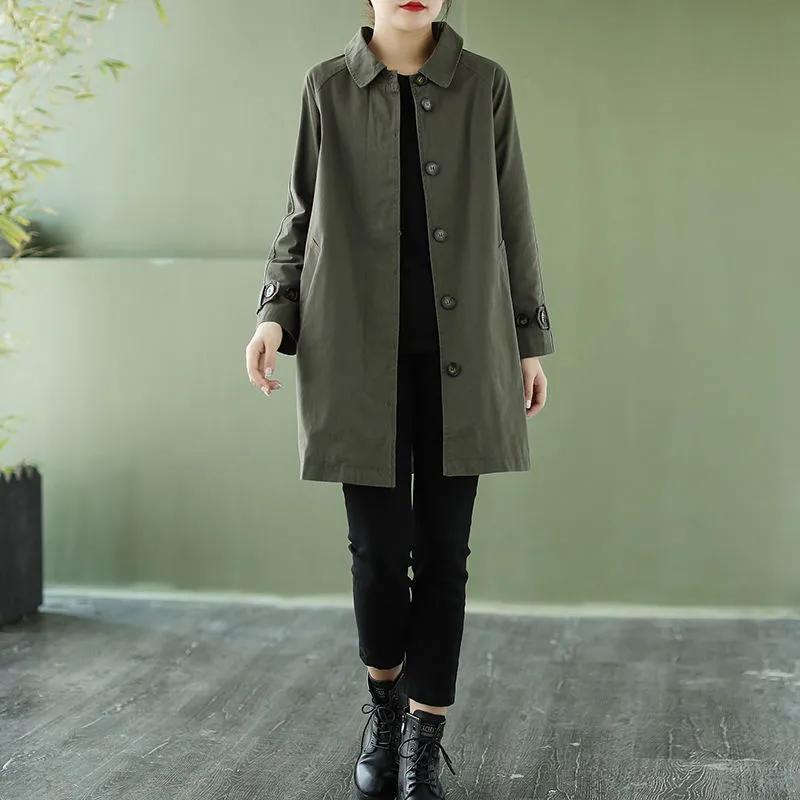 Женская ветровка, модная весенняя классика, женское свободное пальто, повседневная длинная куртка-тренч, свободный размер