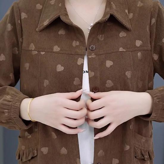 Женская вельветовая куртка-рубашка оверсайз на пуговицах с лацканами, повседневная блузка с длинным рукавом, топы, осенняя верхняя одежда