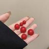 Серьги-гвоздики из серебра S925, празднично-красные, с акациевыми бобами, женские серьги в китайском стиле, акриловые серьги, серьги с темпераментом
