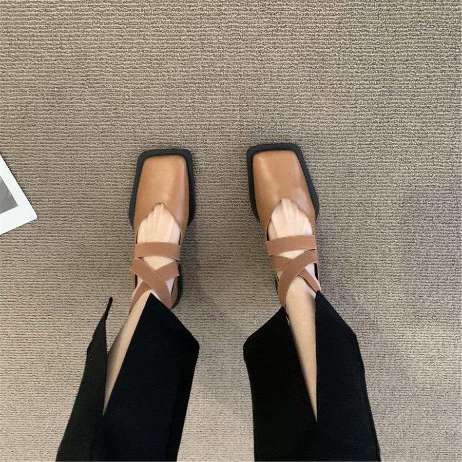 Маленькие кожаные туфли Мэри Джейн с квадратным носком, женские весенне-летние туфли в стиле ретро во французском британском стиле, нишевые туфли на низком каблуке