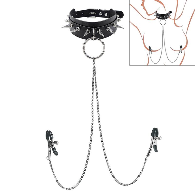 1 шт. Кольцо для соска с колье-чокером в стиле панк, длинная цепочка, штанга для пирсинга сосков, ювелирные изделия