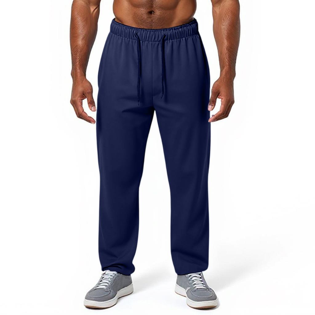 Men's Lightweight Open Top Sports Pants Straight Leg Fitness Casual Pants With Pockets