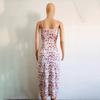 Women Spring Sleeveless Floral Print Suspender  Dress Summer Casual Pencil Ankle-Length Elastic High Waist Slit Bohemian Dresses