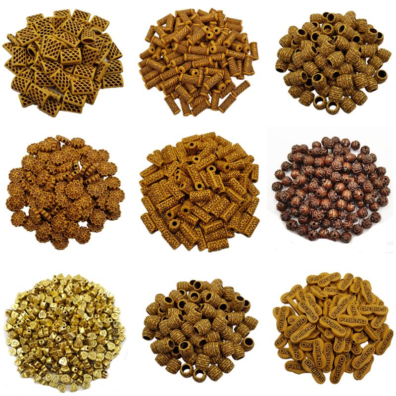 10-40Pcs Wooden Color Oval Tube Acrylic Loose Spacer Charm Beads DIY for Jewelry Making