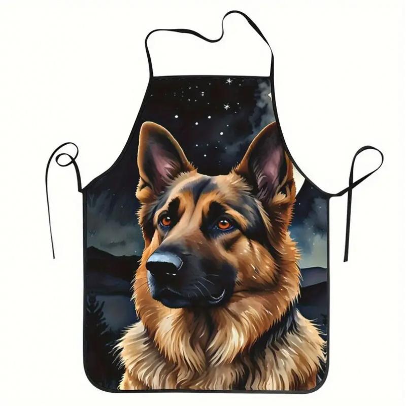 German Shepherd Print Apron, Unisex, Home Kitchen Cooking Apron