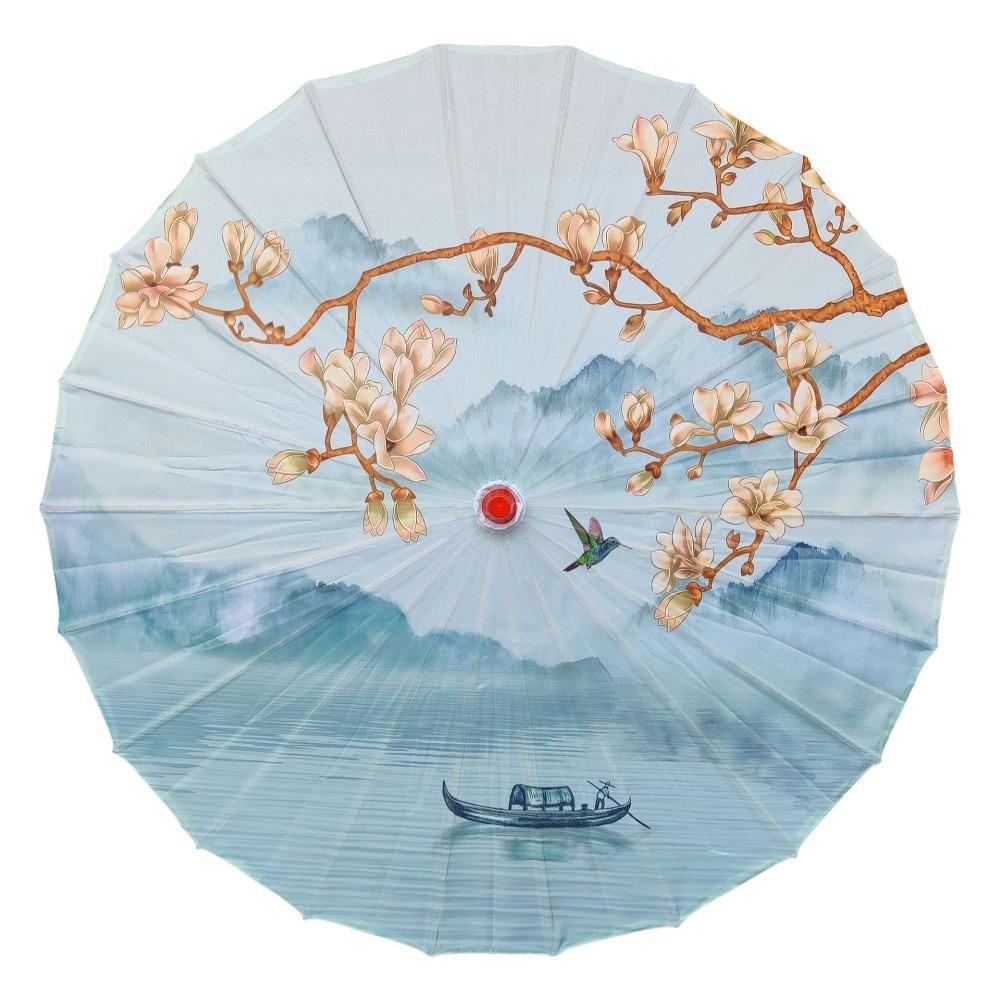 Vintage 70 cm Silk Cloth Women Umbrella Handheld Folding Classical Oil Paper Umbrella Rainproof Decorative Costume Parasol Party