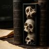Аксессуары для книжной полки в стиле Dark Academy, Вставка в готическом стиле, Дизайн из 3-уровневых stacked черепов, Декор для таинственной библиотеки, 3D-печатный скелет в тематике ужасов