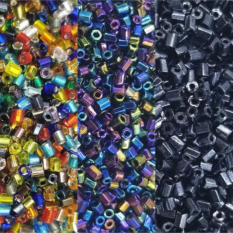 цилиндрические стеклянные бусы для рукоделия диаметр 2мм,1000шт,15цветов.
