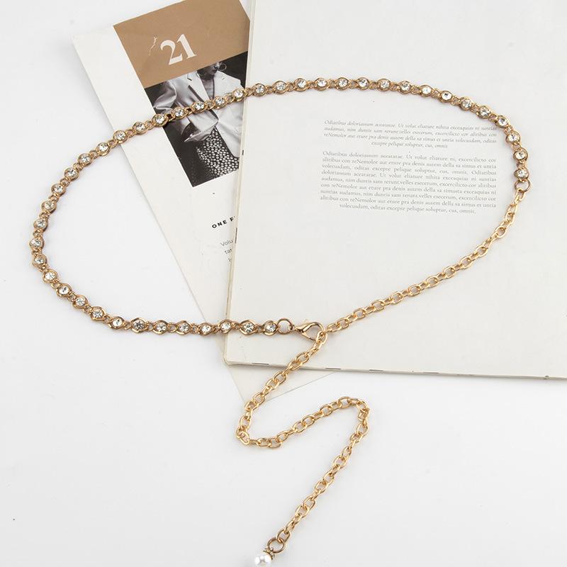Metal Rhinestone Inlaid Waist Chain Women's Decoration Versatile Skirt Light Luxury Body Chain Women's Belt European and American