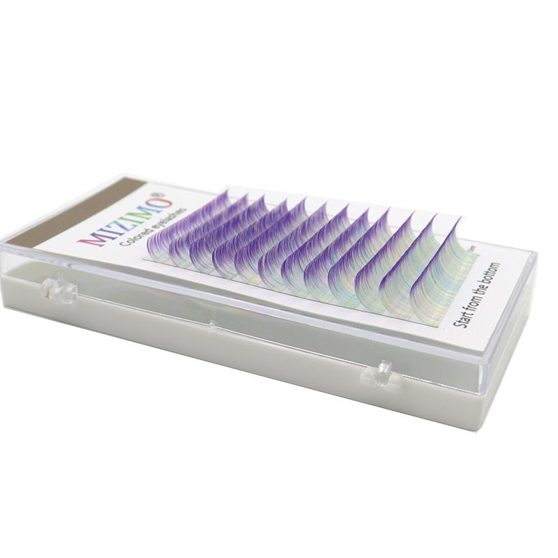 Цвет, прививка, накладные ресницы, смешанный фиолетовый, 0,07 мм, C/D, разная длина, макияж, наращивание.