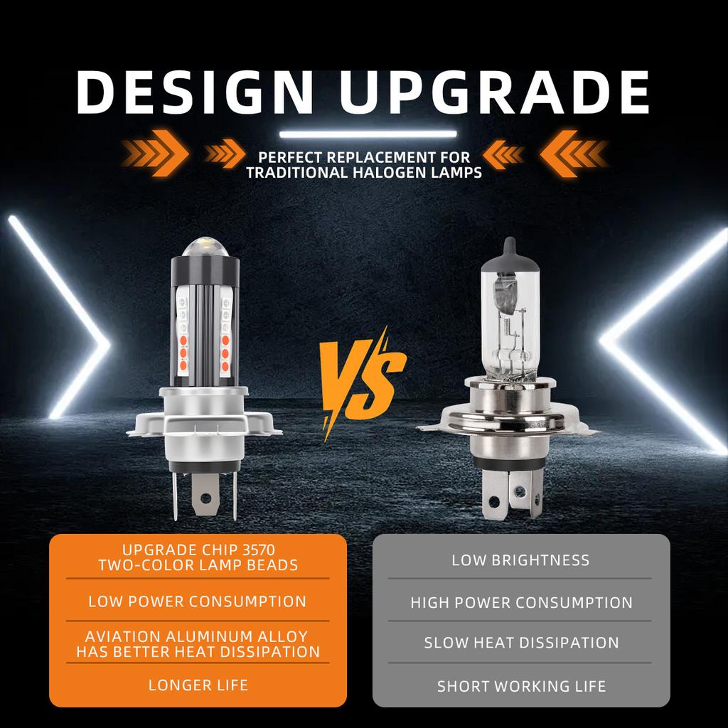 Светодиодные лампы H4 BA20D P15D Фара мотоцикла Свет дальнего/ближнего света Двухцветный прожектор Чип 3570 Мотоциклетные вспомогательные аксессуары