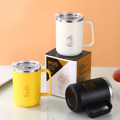 Кружка для кофе из нержавеющей стали 304 с двойными стенками и ручкой, портативный герметичный стакан для воды, многоразовая изолированная кружка для молока и кофе