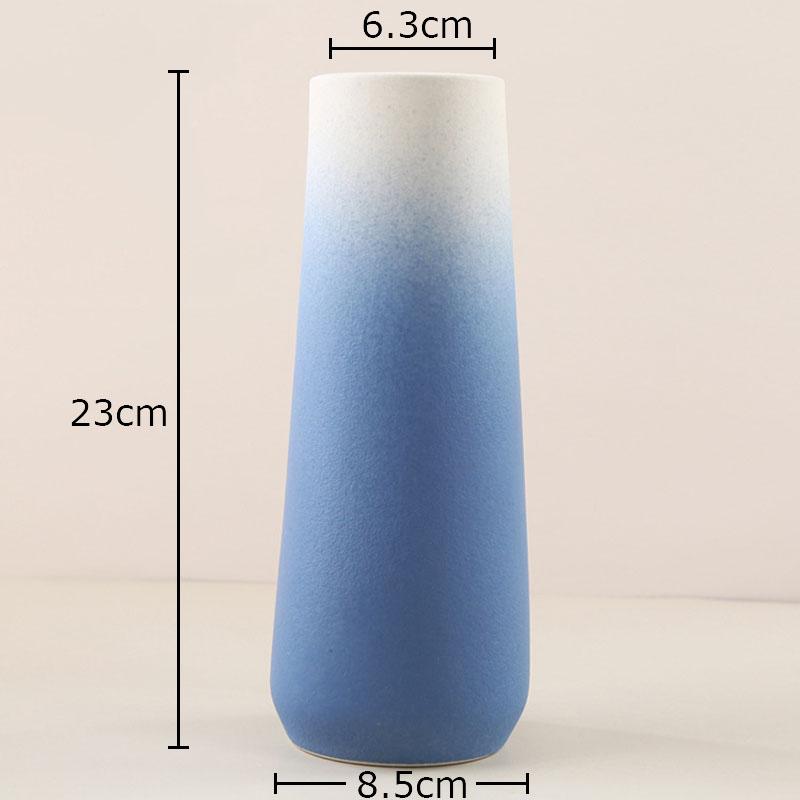 Colorful Gradient Ceramic Vase Cylinder Flower Pots Desk Decoration Flower Arrangement Modern Floral Vases Room Aesthetic Decor