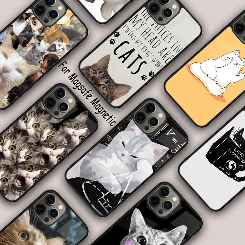 The Voices Cats - Магнитный чехол для телефона для домашних животных ДЛЯ APPLE iPhone 17 Air 16 14 13 12 Pro Max 15 Plus Беспроводная зарядка С чехлом MagSafe