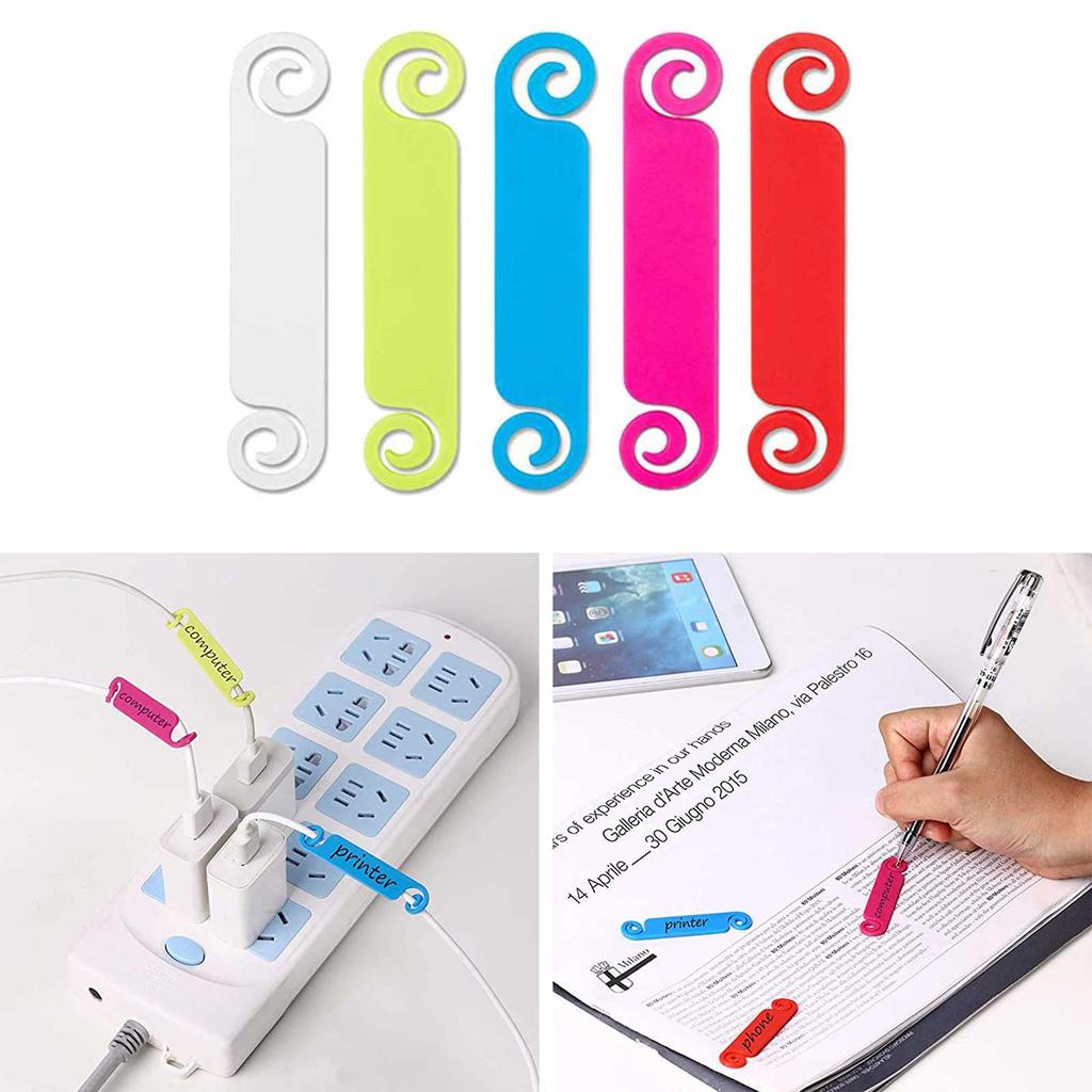 Бирки для кабелей Бирки для управления кабелями Многоцветные этикетки для кабелей Бирки для идентификации шнуров для USB-кабеля для компьютеров, телефонов, зарядных устройств