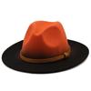 Hot Women Men Wool Vintage Trilby Felt Fedora Hat With Wide Brim Gentleman Elegant Gradient Color For Lady Winter Red Jazz Caps