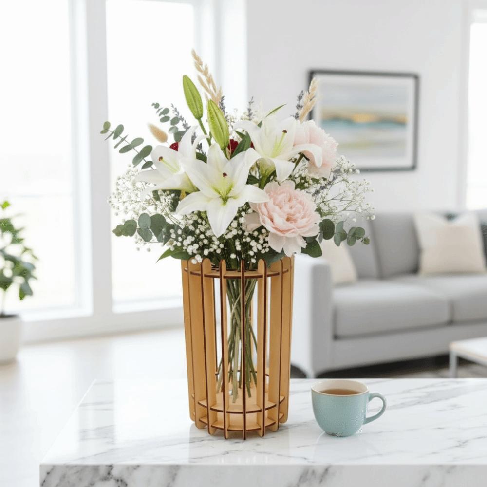 Handmade 3D Puzzle Vase Unique Flower Display Stand Flower Arrangement Vase for Flower Lovers