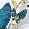 Rhinestone Butterfly Brooch for Women Faux Pearl Butterfly Insect Lapel Pin Sparkly Animal Jewelry for Suits Hats Accessory