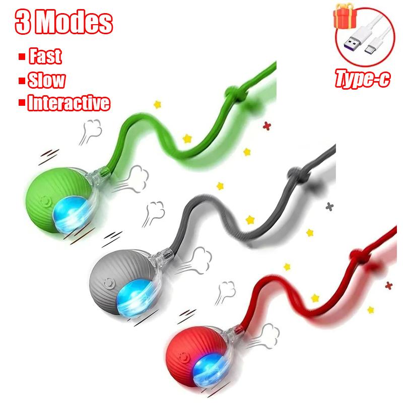 Новая интерактивная игрушка-мяч для кошек, автоматический катящийся мяч, искусственный хвост, перезаряжаемая умная электрическая игрушка для питомцев, дрессировка собак и кошек, имитация мыши