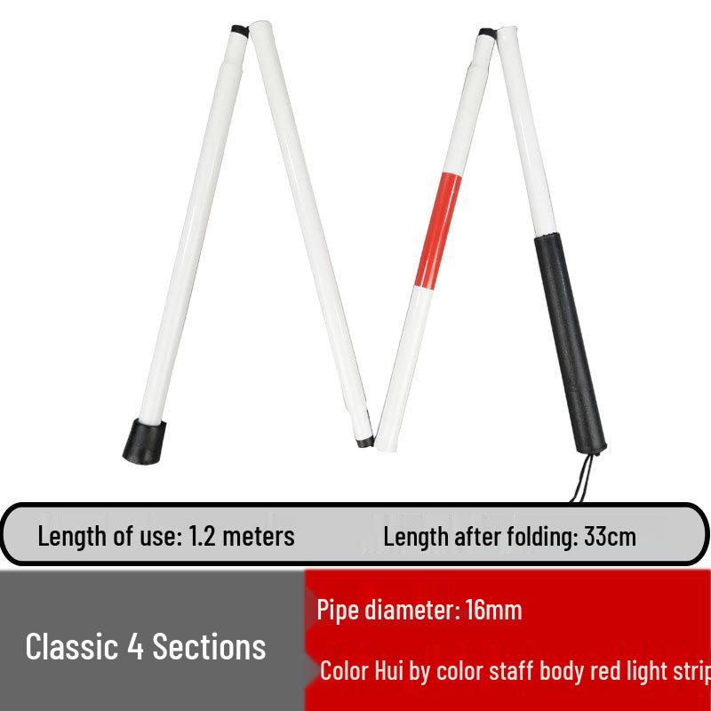 Foldable Reflective Walking Cane with Bag - Portable Four-Fold Guide Stick for the Visually Impaired