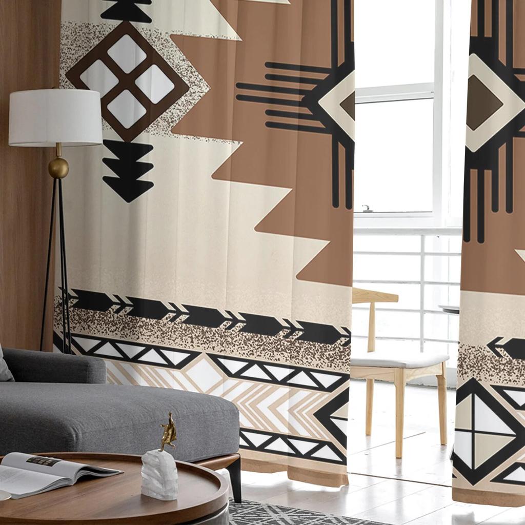 Прозрачные шторы с индийской геометрической графикой для гостиной, спальни, тюлевые занавески для кухни, вуаль, шторы, жалюзи, панели