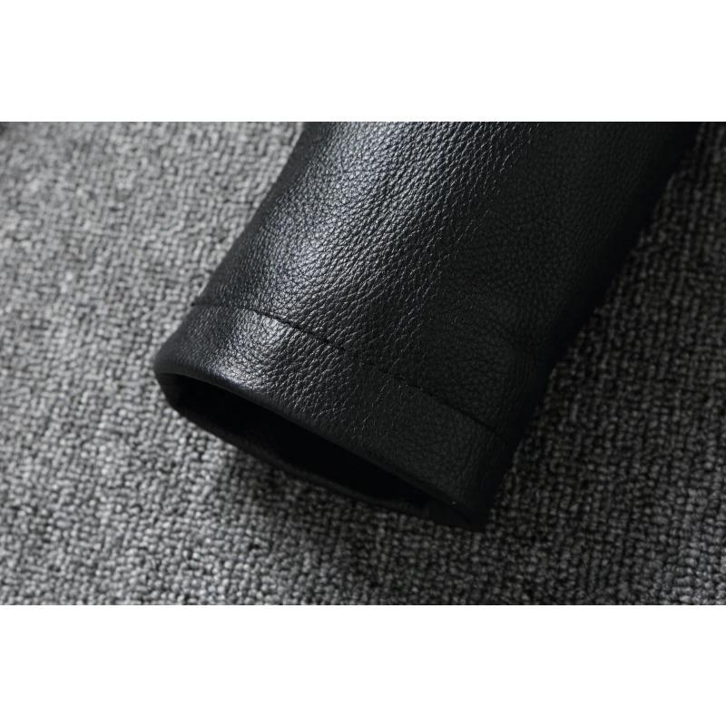 Chinese Size Long Men Leather Coat Genuine Soft Cow Leather Classic Double Breasted Turn Down Collar Leather Jackets For Men Clothing Autumn