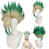 Dr Stone Ishigami Senkuu Cosplay Wig With Green Gradient Short Hair For Character Role Play