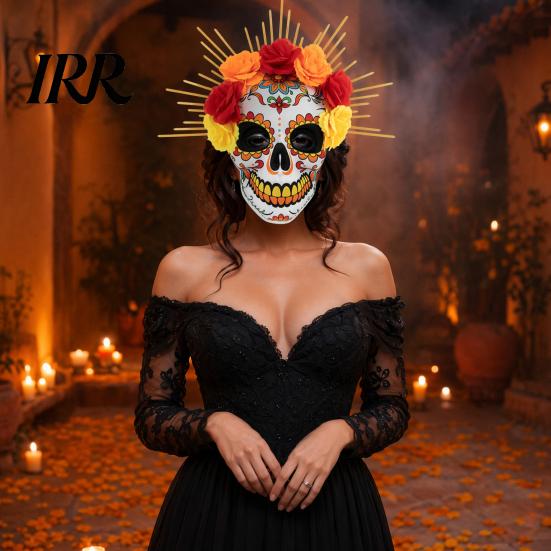 Skull Mask Mardi Gras Mask, Venetian Party Sugar Flexible Costume Masquerade Masks for Halloween Cosplay Mexican Breathable