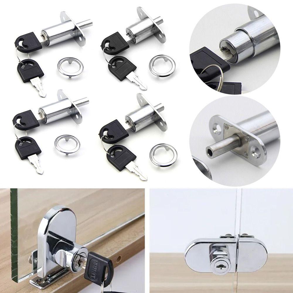 With Key Tongue Door Bolt Latch Hardware Cabinet Lock Useful Drawer Lock  Sliding Door