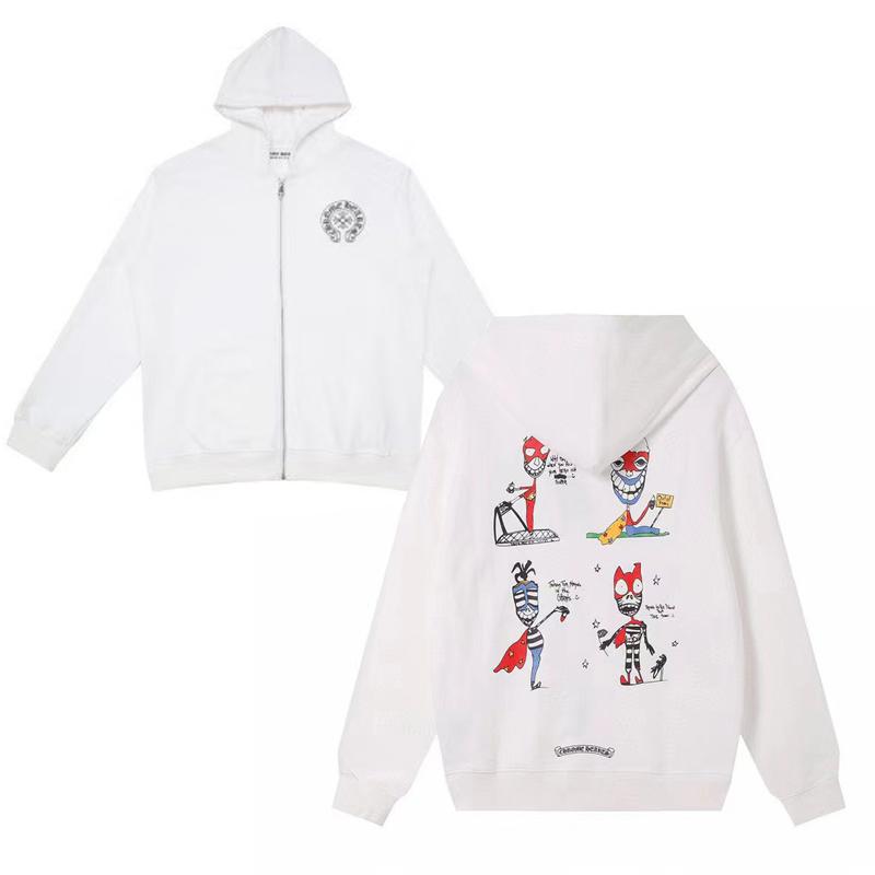 842 CHROME HEARTS Осень-Зима 2025 Новая Толстовка с Капюшоном на Молнии Классического Стиля с Логотипом Большого Размера, Подходит для Парной Носки