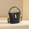 Bucket Bag Spring Leather Women'S Bag Versatile Crossbody Bag High-End Diamond Check Chain Commuter Bag