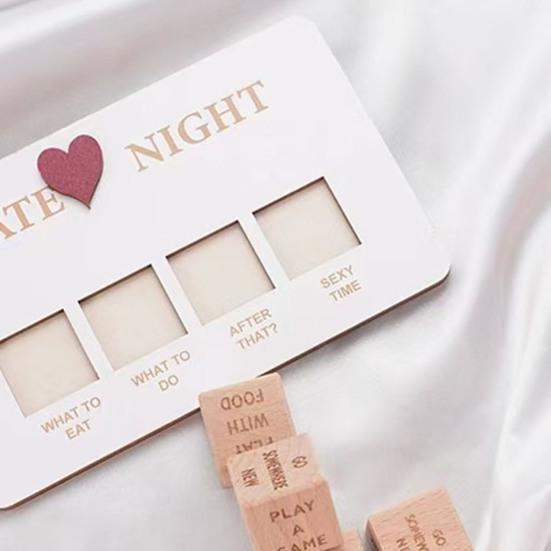 1/4Pcs Date Night Dice Couple Food Decision Wooden Dice Games with 12