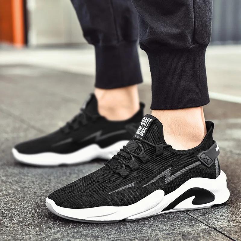 Модные мужские кроссовки 2024 года, новые сетчатые дышащие кроссовки для мужчин, качественные кроссовки Fly Weave со шнуровкой и вулканизацией, кроссовки для бега, мужские