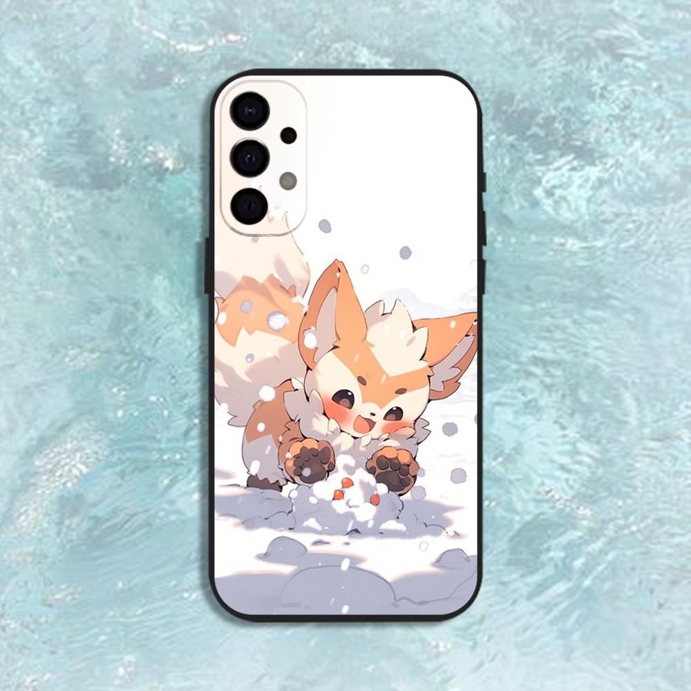 Cute Cartoon Animal Fox Phone Case For Samsung S25,S24,S21,S22,S23,S30,Ultra,S20,Plus,Fe,Lite,Note,10,9,5G Black Cover