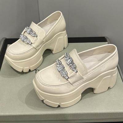 Модная обувь Мэри Джейн на толстой подошве, платформа, лоферы, внутренний высокий каблук, британская кожаная обувь, женская обувь на толстой подошве, губчатая подошва, нескользящая