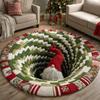 3D Christmas Rug Santa Claus Gnome Quilted Round Floor Mat Optical Illusion Depth Pattern Decorative Area Rug for Living Room Bedroom