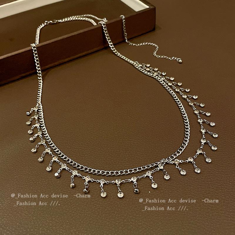 Mei Mary Diamond-encrusted ins cool style tassel double-layer waist chain niche styleaccessible luxuryelegant waist accessories