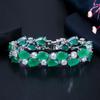 WWJ Korean Style Green Waterdrop Cubic Zirconia Wide Tennis Bracelets