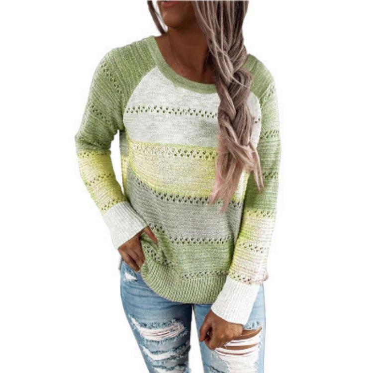 Original Order Autumn Winter Pullover Colour Blocked Sweater for Women Luxurious Relaxed-fit Slimming and Versatile Top