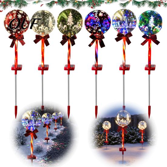 Energy Efficient Solar Spherical Lamps 2Pcs Christmas Ball Light, Color Changing LED Garden Stake with Automatic Dusk to Dawn Lights 13 Beads,