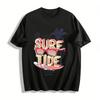 Футболка с принтом 'Surf Tide Shades' Повседневная Свободная футболка для отпуска Для мужчин Женщин Футболка из чистого хлопка