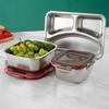 Утолщенная нержавеющая сталь 304, коробка для ланча и тарелка, школьная столовая, коробка для хранения свежих продуктов, 2/3/4/5 сеток, кемпинговая коробка для бенто с крышкой