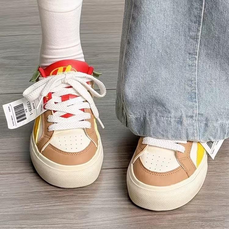 Нишевые бургер женские осенние новые цветные толстоподошвенные туфли универсальные повседневные туфли-хлебушки