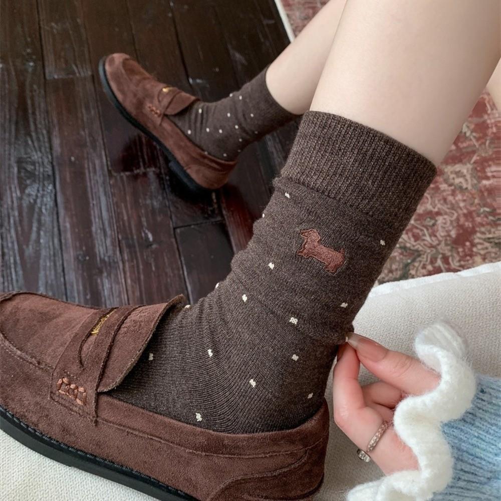 Breathable Cartoon Cotton Socks Dog Winter Socks Cute Puppy Socks For Women