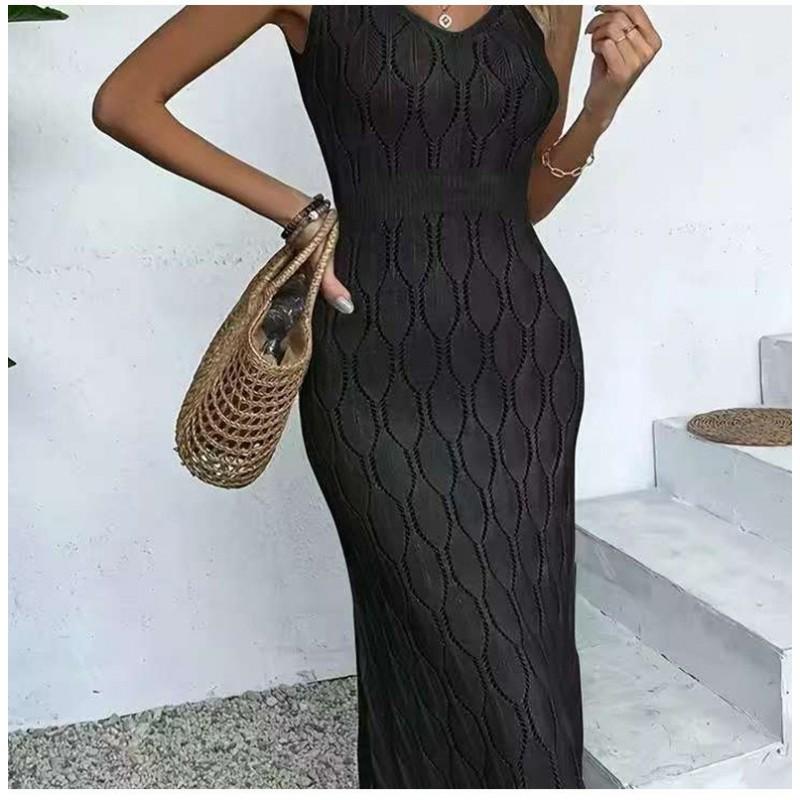 Sexy Knit Beach Dress Sleeveless Sheer Cover Up Vacation