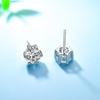 Simulated Moissanite One-Carat Princess Crown Six-Claw Silver Earrings